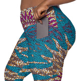 Tribal Marks Ankara Fire Print Stretch Leggings with Pockets