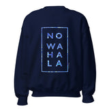 No Wahala Ankara print crewneck sweatshirt– African print sweatshirt in indigo tones on navy blue