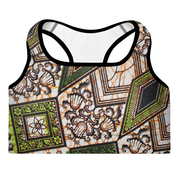 Front view cut out of Tribal Marks' NEW The Proverb Ankara Padded Sports Bra