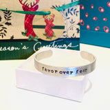 NEW! Favor Over Fear Inspiring Word Metal Stamped Cuff Bracelet Bangle