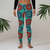 Front Lifestyle View of the Retro Sun Burst Ankara African Print Leggings - Tribal Marks - Identity, Truth and Culture Lifestyle Brand