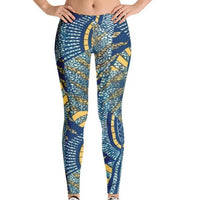 Front View with Tennis Shoes of the Vintage Shaperoot Ankara Print Leggings - Tribal Marks - Identity, Truth and Culture Lifestyle Brand