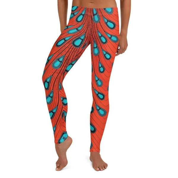 Front View of the Signature Peacock Print Ankara Leggings - Tribal Marks - Identity, Truth and Culture Lifestyle Brand